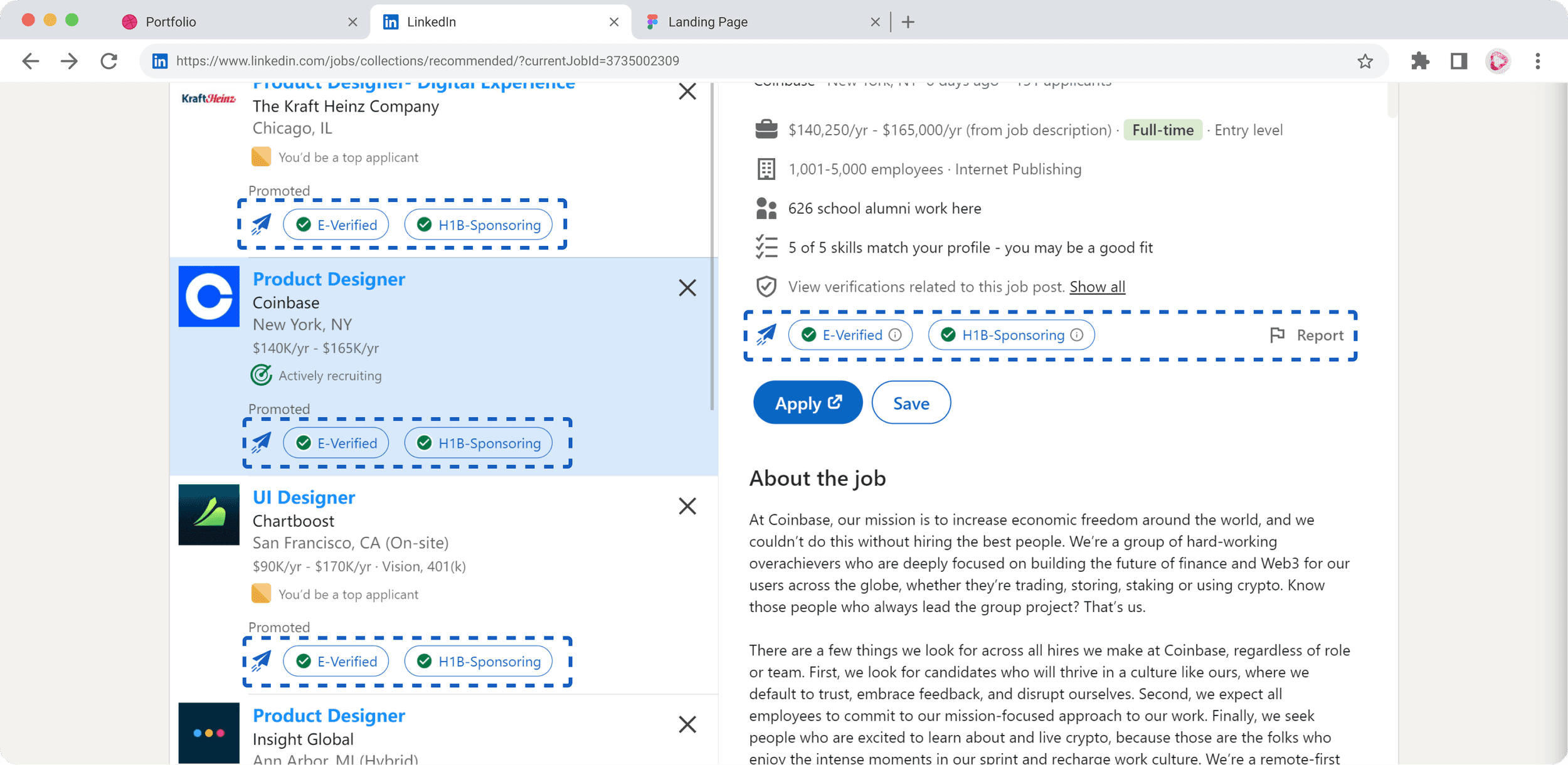 Original LinkedIn extension in light mode