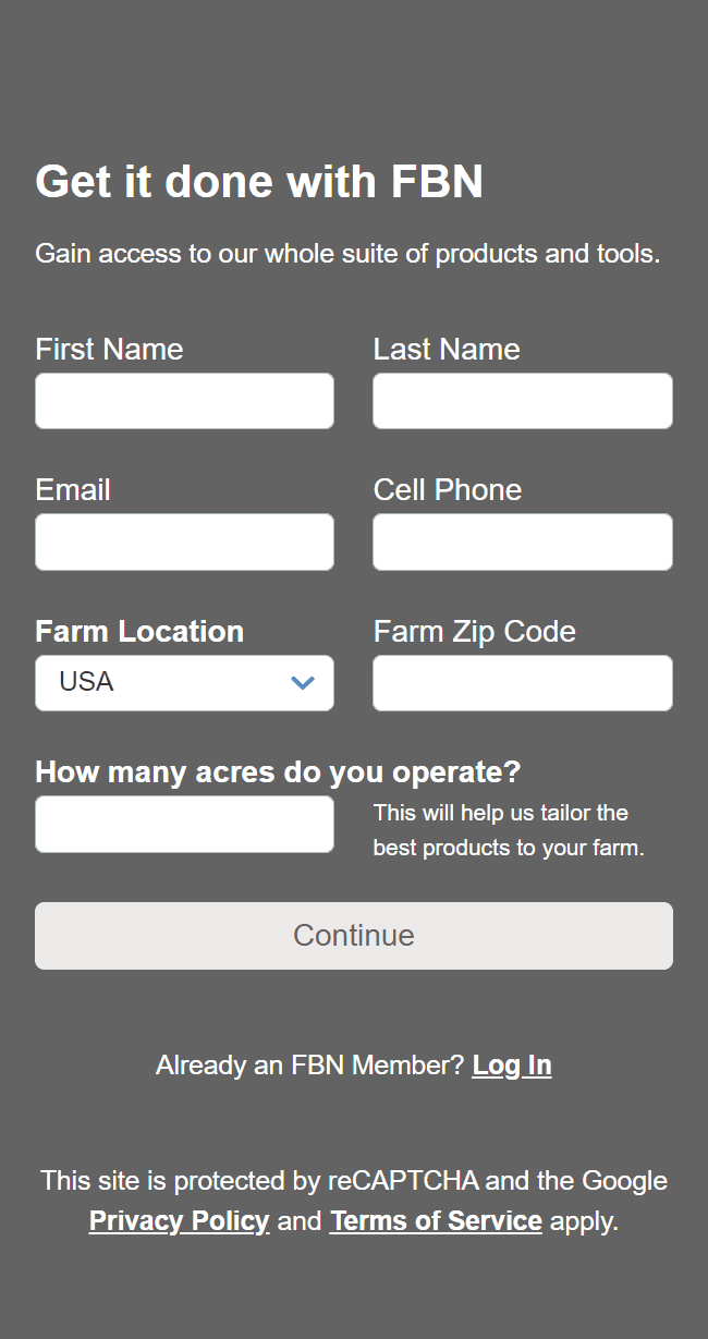 Original sign-up form