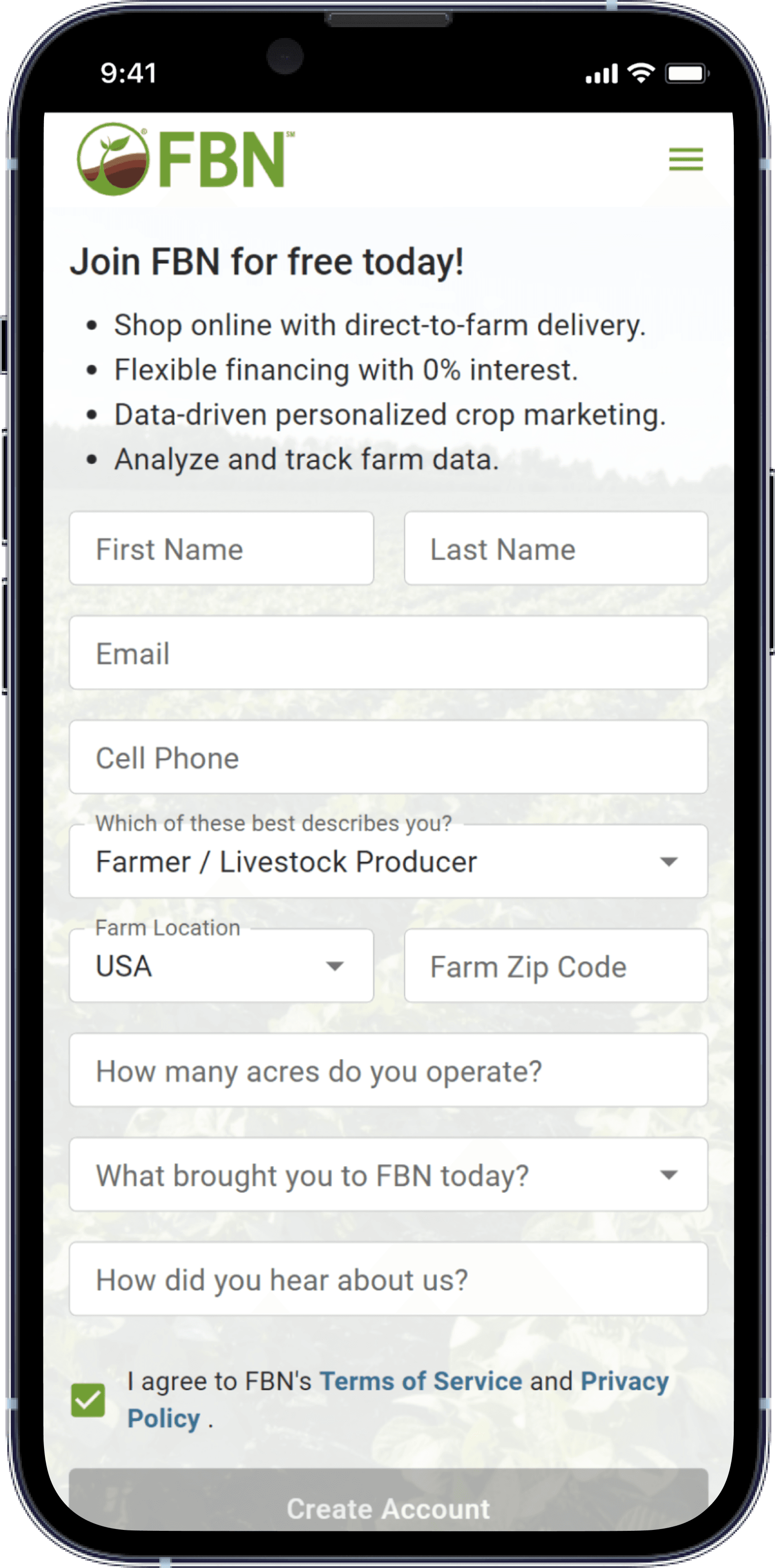 Redesigned mobile sign-up layout