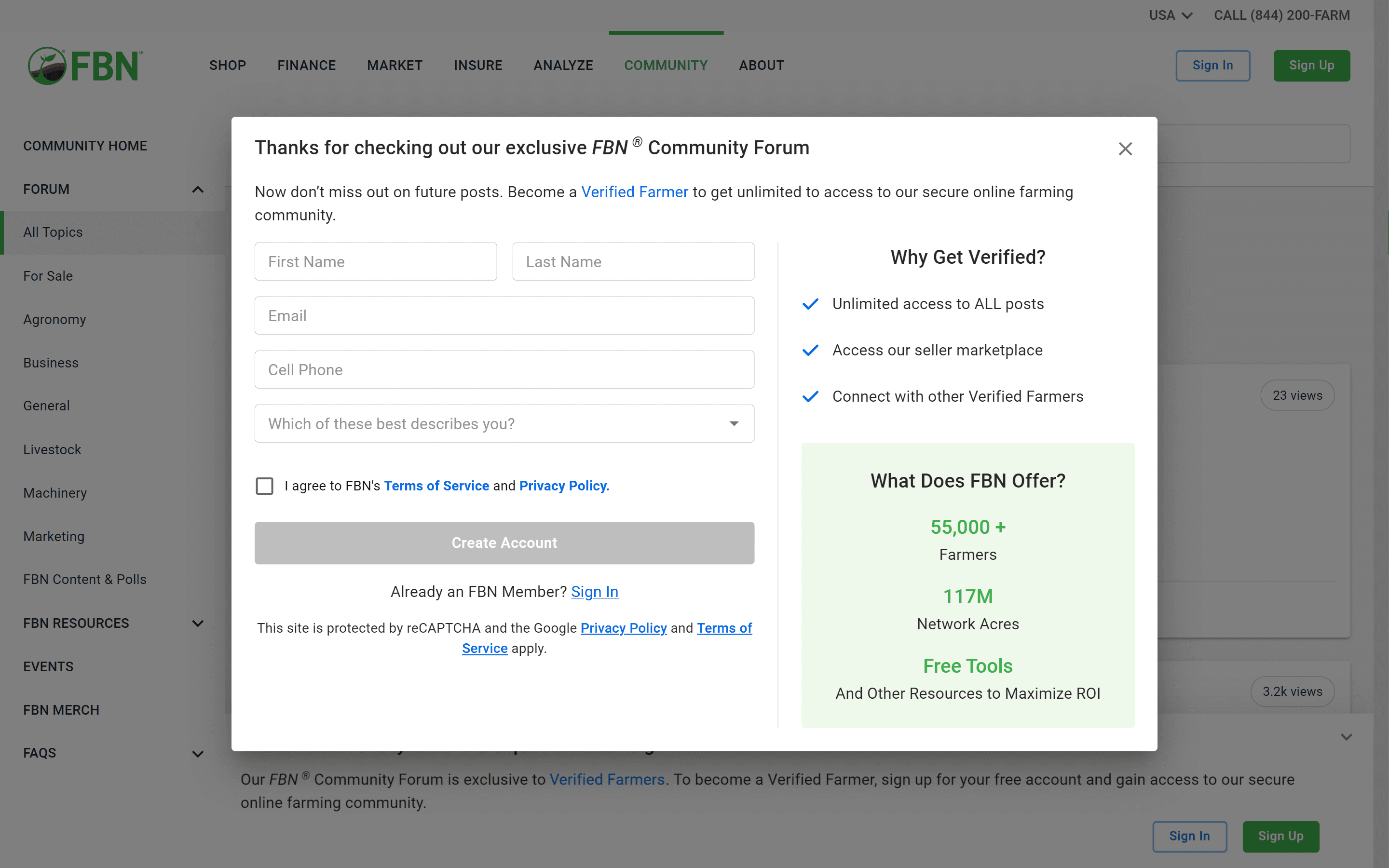AFTER · Community sign-up on desktop