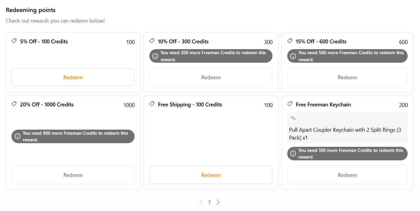 User profile reward redemption