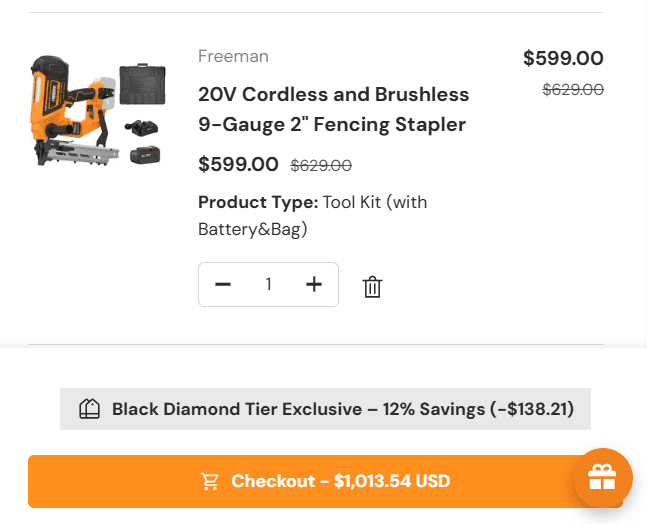 Cart with automatic tier discount